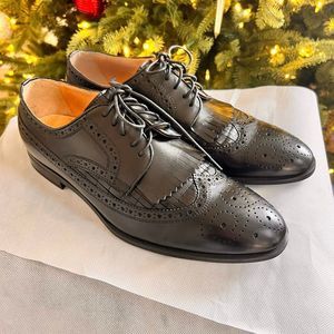 Pierre Cardin men’s black 100% cow burnish leather Oxford dress shoes sz 8 (41)